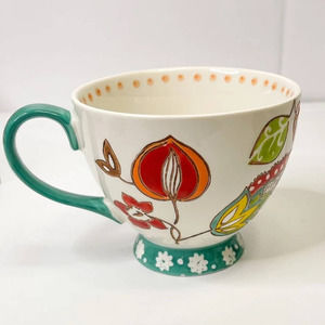 Footed Coffee mug Hand Painted